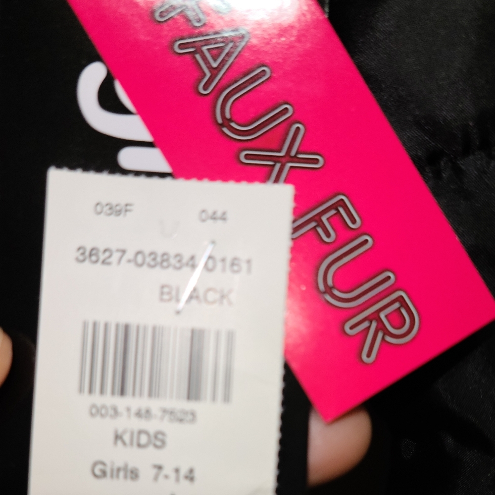 Faux Fur Black Kids Jacket - Picture 3 of 3